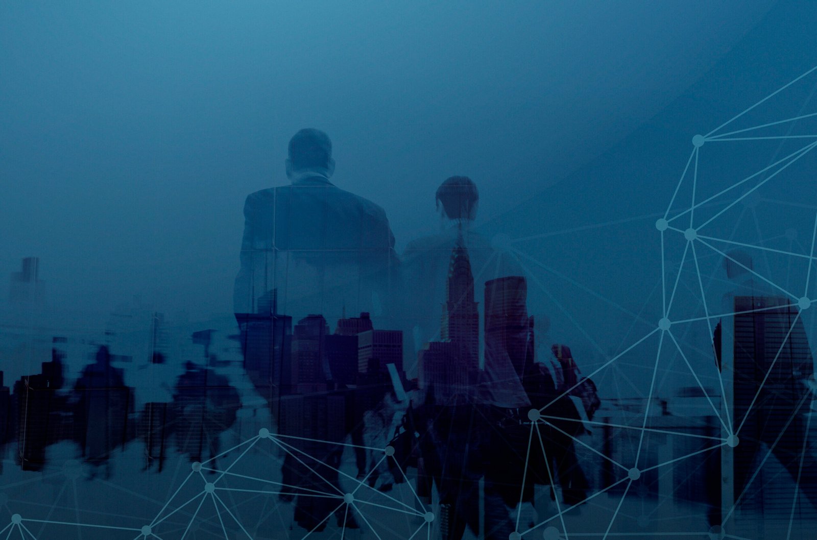 Abstract business network graphic representing connected financial data